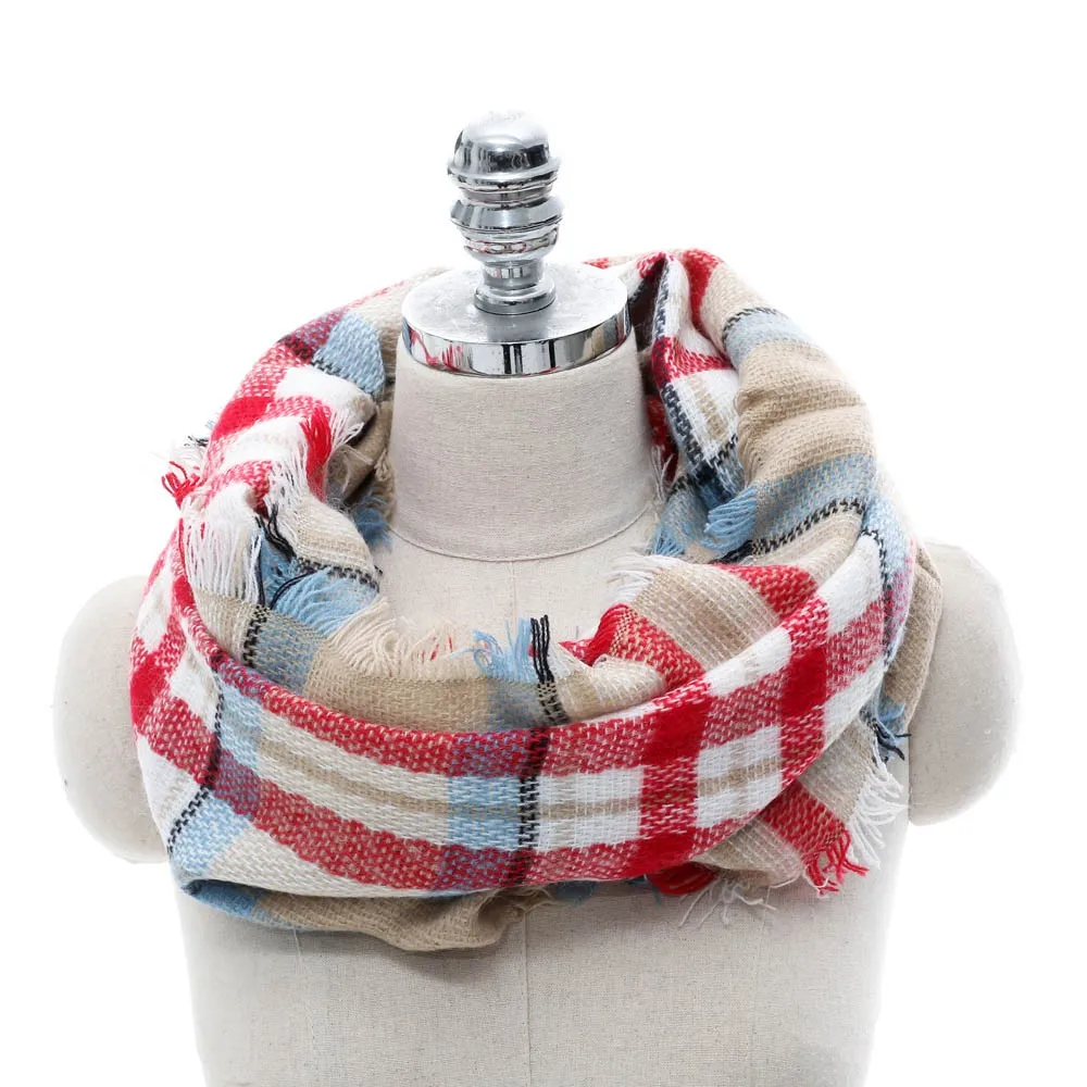 Женский клетчатый шарф теплый хлопковый в шотландскую клетку с принтом зима 2019 |