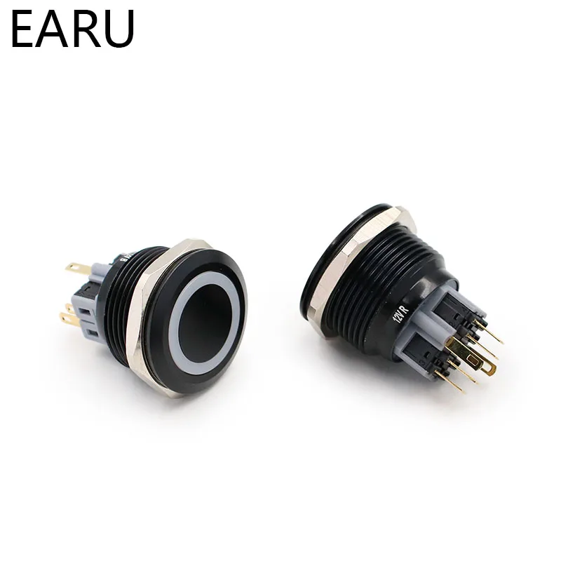 Алюминиевый металлический кнопочный переключатель 28 мм плоское кольцо Круглый