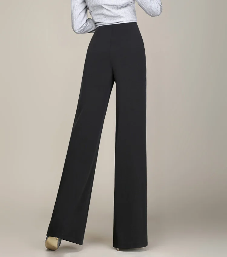 Wide leg pants for women plus size black high waist sashes new fashion full length spring autumn OL trousers female sy50804