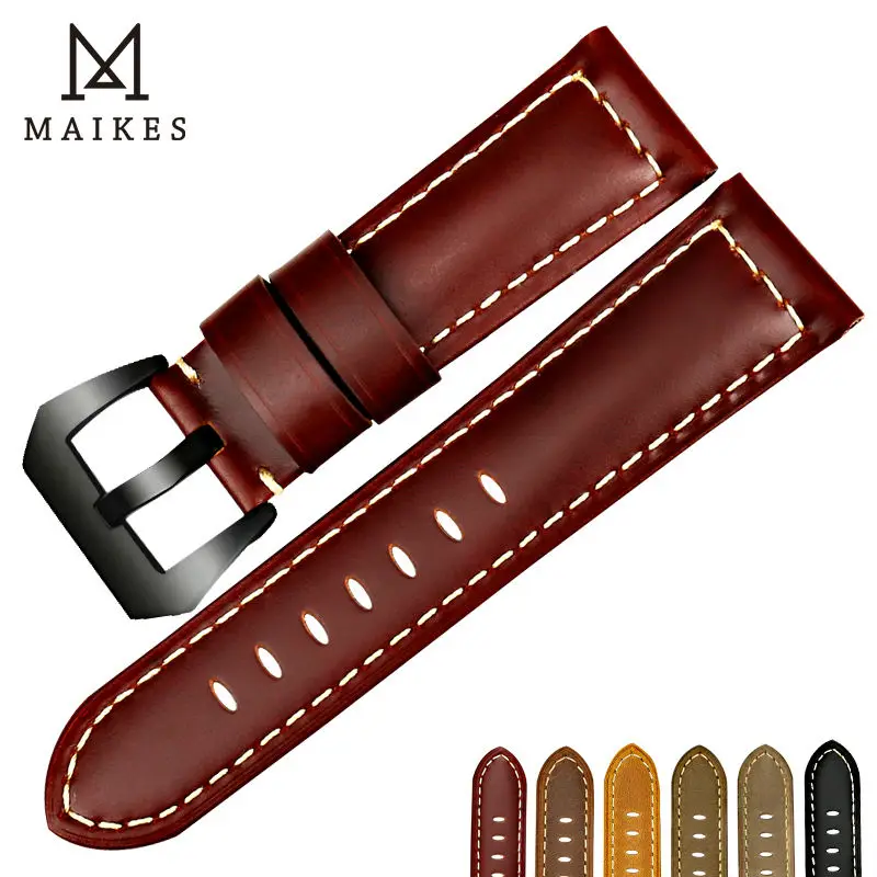 Новый ремешок для часов MAIKES 22 24 26 мм аксессуары винтажный из натуральной кожи samsung