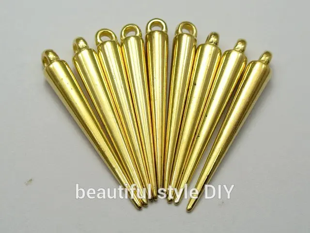 

NEW 50mmx5mm Beads gold Acrylic Plastic Spike Rivet Pendant Free Shipping Jewelry Lots Basketball Wives Earrings Spikes Charm