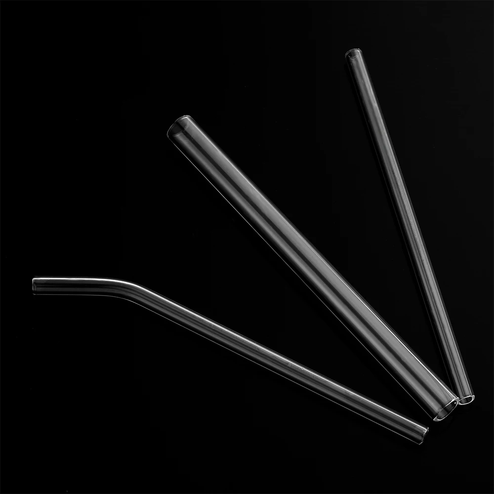 6Pcs/Set Reusable Transparent Glass Straight Bent Straws Clean Brush Plastic Box Kitchen Bar Drinking |