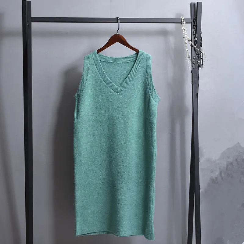 Осенне-зимний свитер Свободный Прямой вязаный жилет свободный v-образный вырез