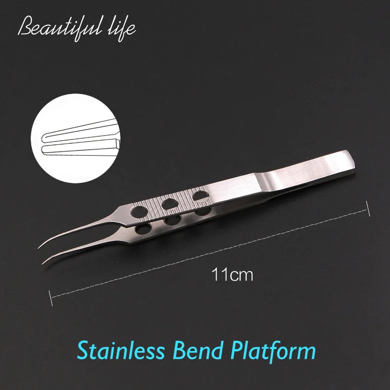 Stainless bend p Хирургический инструмент 11 см из нержавеющей стали офтальмологические микрохирургические инструменты офтальмологические щипцы с крюковой платформой - Цвет: Stainless bend p
