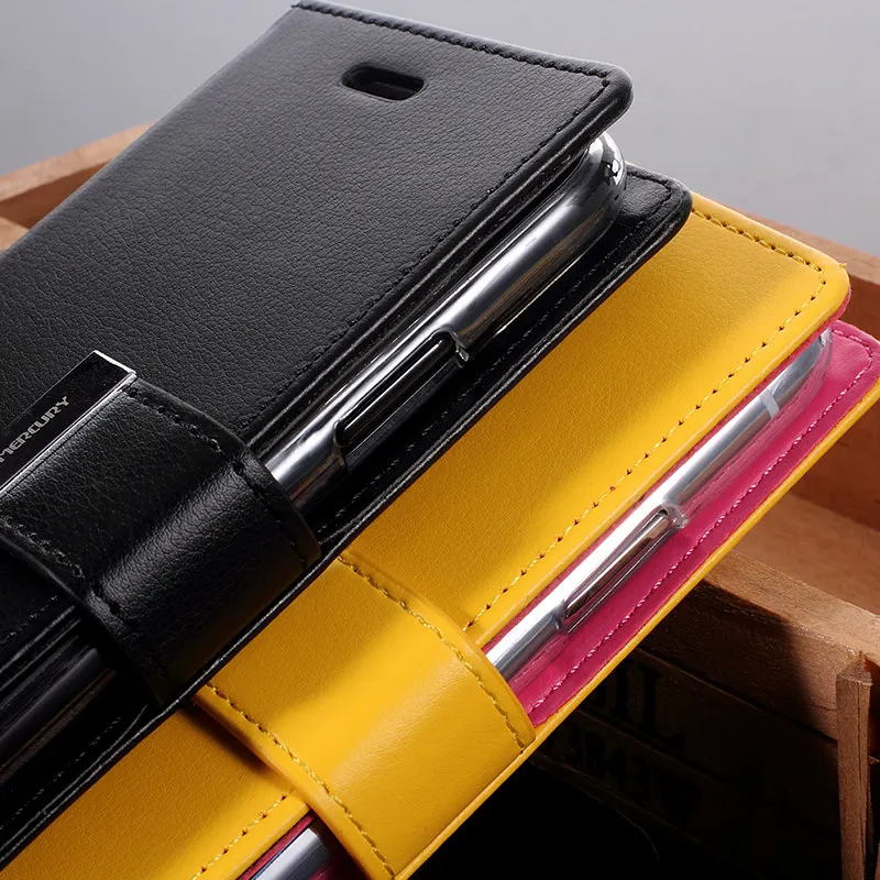 GOOSPERY для iPhone 6s 6 Plus 7 8 5 5S SE случае Rich Diary из искусственной кожи Металлическая