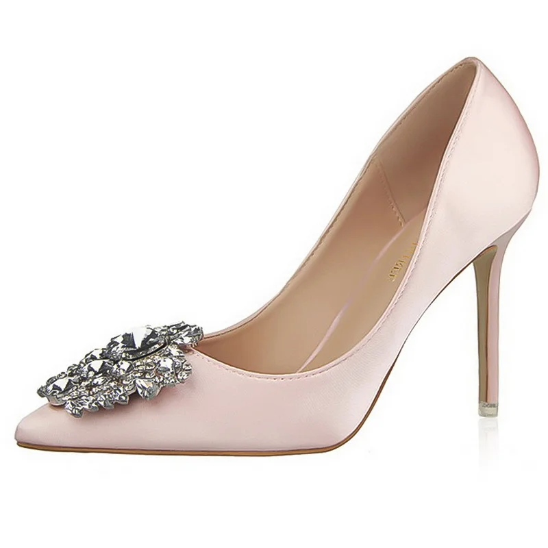 Женские туфли на высоком каблуке BIGTREE классические лодочки со стразами 2019|women heels