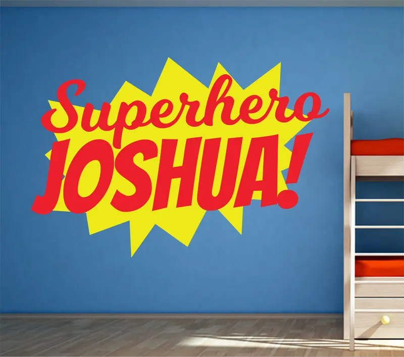 Superhero Burst Настенная Наклейка с персонализированным именем виниловые наклейки на