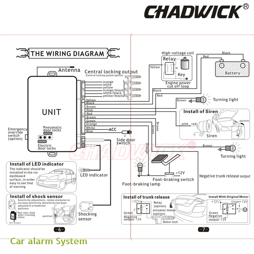 Односторонняя Автомобильная сигнализация CHADWICK 8123 для Toyota#2 пустой ключ универсальная сирена Автоматическая безопасность бесключевая запись анти-угон 12 В постоянного тока