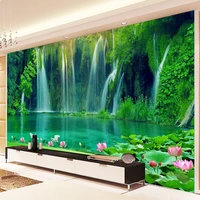 custom photo wall paper 3d waterfall landscape painting living room tv backdrop mural non woven fabric wall covering wallpaper