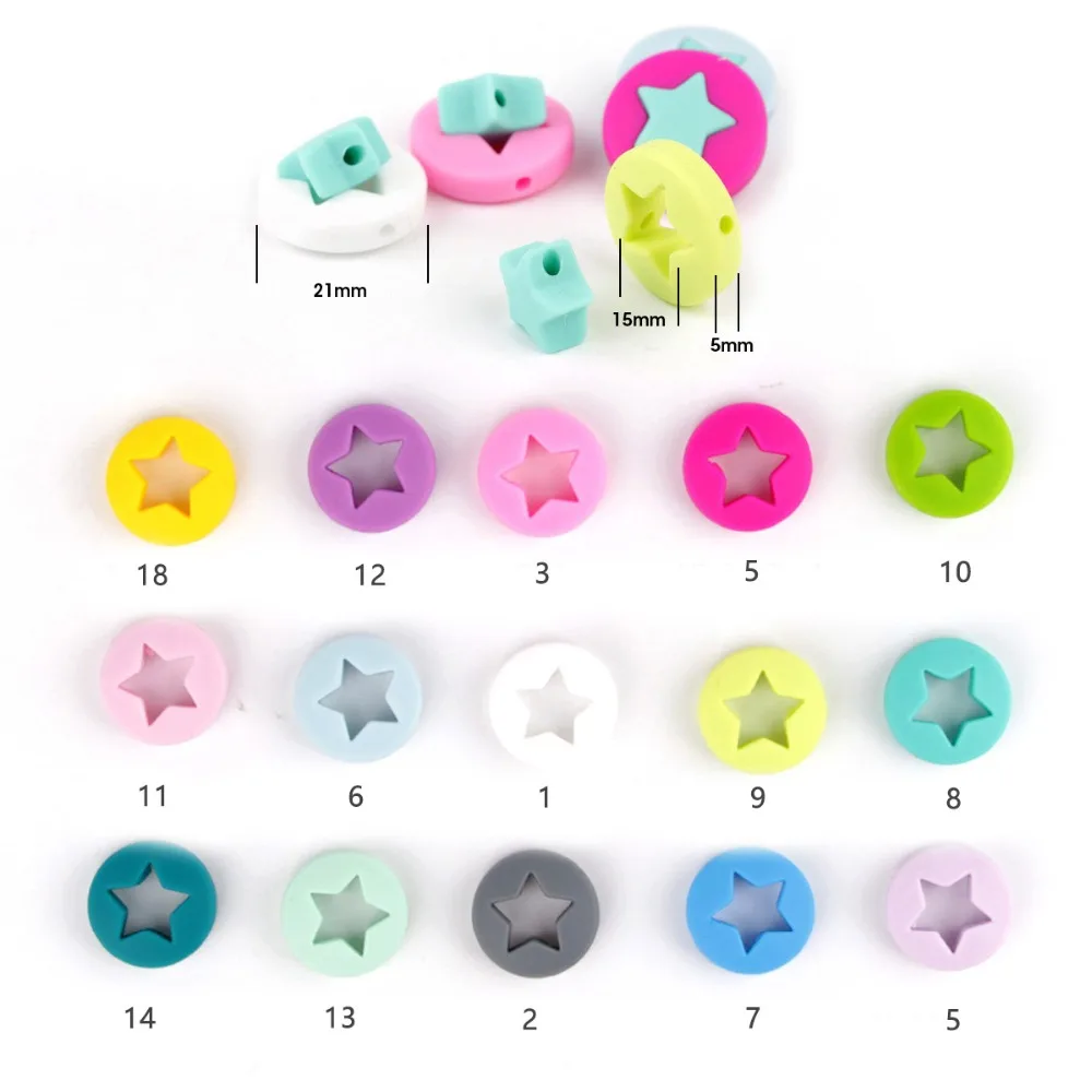 TYRY.HU 10Pcs Round Creative Silicone Beads Food Grade Teether Baby Teething Chew Pacifier Chain Toy Accessorie BPA Free | Мать и ребенок