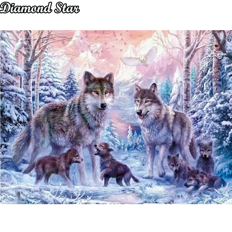 DIY алмазная живопись квадратные аксессуары Daimond вышивка дикие животные волк