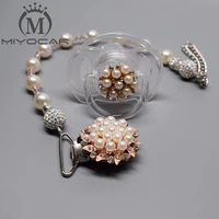 miyocar beautiful princess pearl pacifier chain pacifier clipsdummy clipteethers clip pacifier holder chupeta