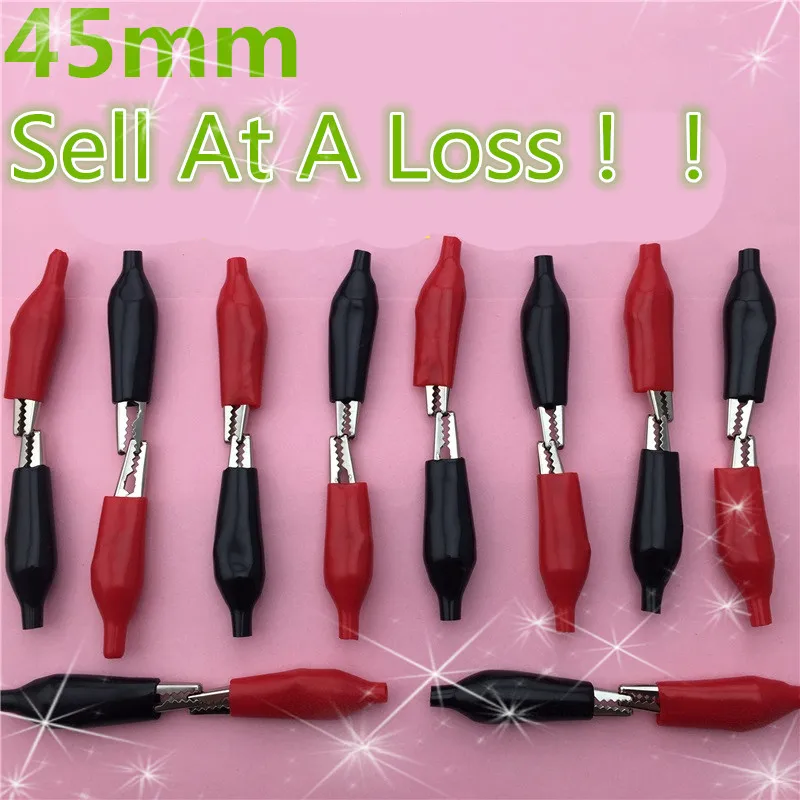

20pcs 45MM Metal Alligator Clip G100 Crocodile Electrical Clamp Testing Probe Meter Black And Red Plastic Cover Sell At A Loss