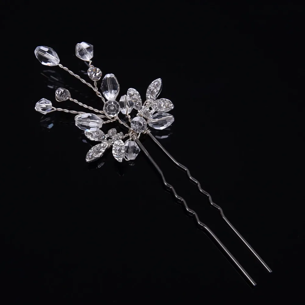Свадебная шпилька для волос с кристаллами и цветочным рисунком| |