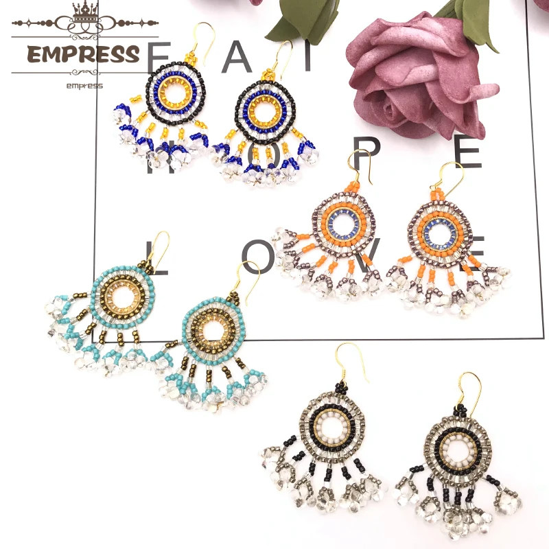 FAIRYWOO новые модные пляжные женские 925 Серебряные Бохо круглые стеклянные кисточки