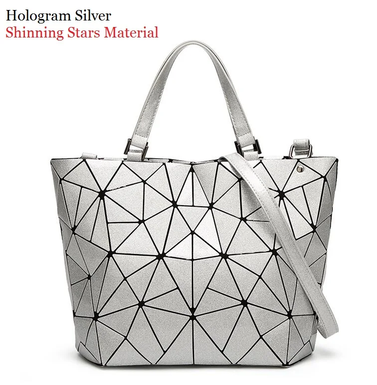 hologram silver Дропшиппинг, светящаяся сумка, Женская Геометрическая латтическая сумка, высокая стеганая цепь, сумки через плечо, лазерные простые складные сумки - Цвет: hologram silver