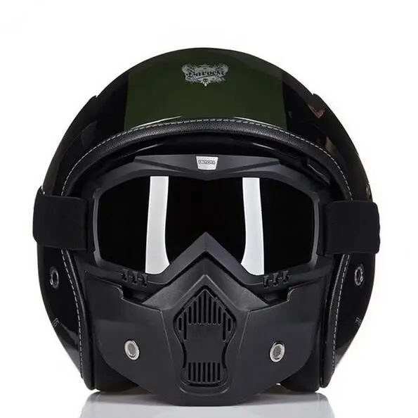 

New RZ0JUNMA Modular Mask Detachable Goggles And Mouth Filter Perfect for Open Face vintage Motorcycle Helmets Coolplay mask