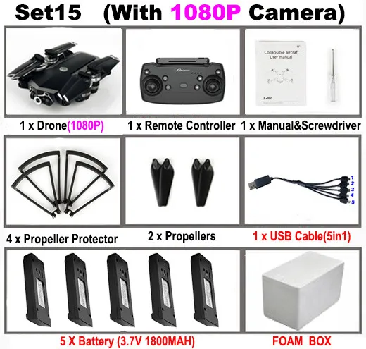 Set15 JDRC JD-20S JD20S WiFi FPV RC Дрон с широкоугольным 2MP HD камерой Профессиональный вертолет складной Дрон RC Квадрокоптер игрушки RTF - Цвет: Set15
