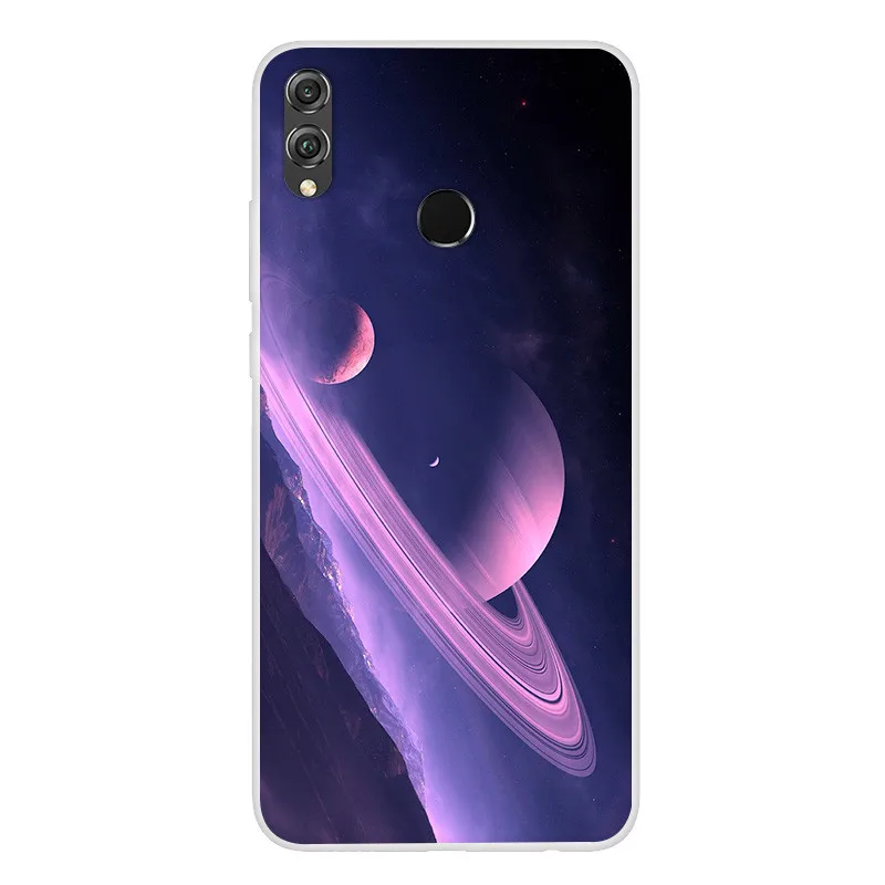 Розовый Чехол для Honor 8X 6,", Чехол для huawei Honor 8X, мягкий чехол из ТПУ с изображением космоса и планеты, чехол для huawei Honor 8X8 X X8, силиконовый чехол - Цвет: Розовый