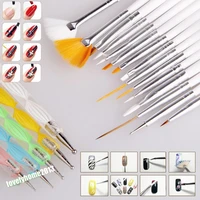 20pcs nail brushes nail art painting dotting liner drawing detailing uv gel pen brush bundle manicure tool kit set