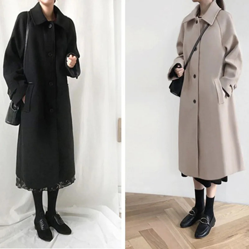 2019 Wool overcoat women's medium and long fashionable thin cloth fashion coat | Женская одежда