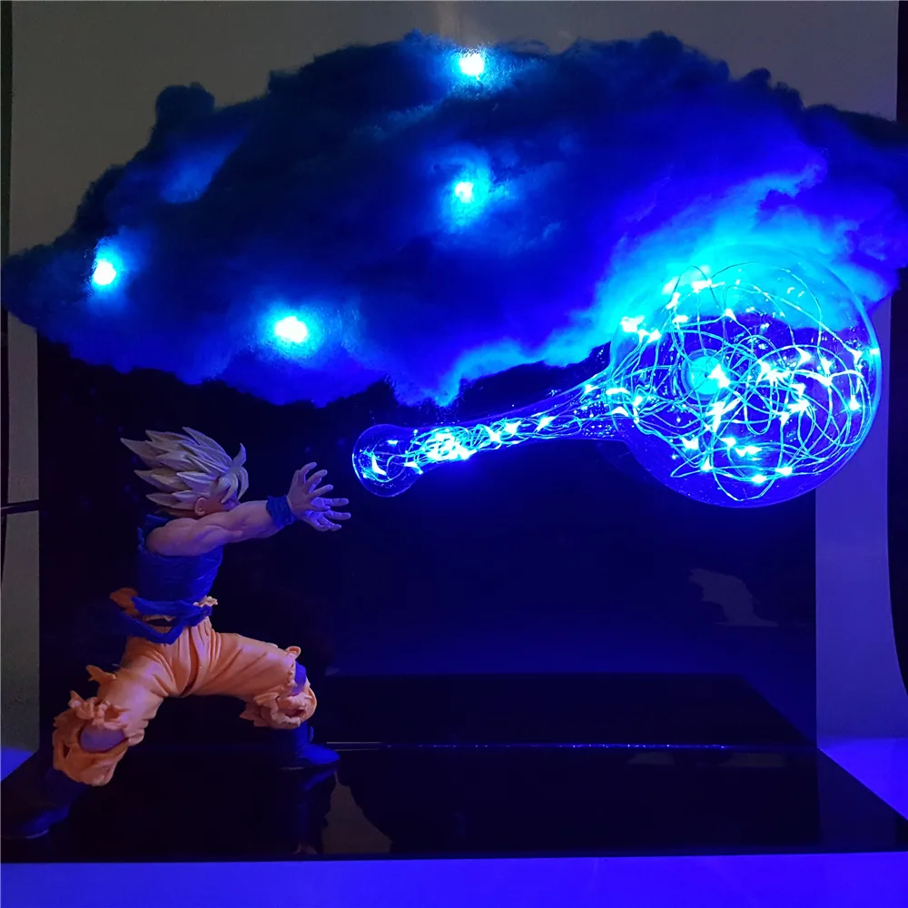 Dragon Ball Figura Action Goku Led Blue Cloud Lampara DIY дисплей игрушка Z Super Saiyan Kamehameha модель|Игровые