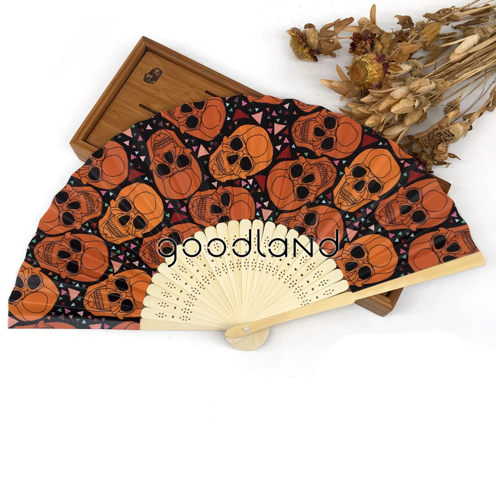 

Free Shipping 5pcs Hot Selling Folding Elegant Paper Hand Fan Halloween Decoration Halloween Party