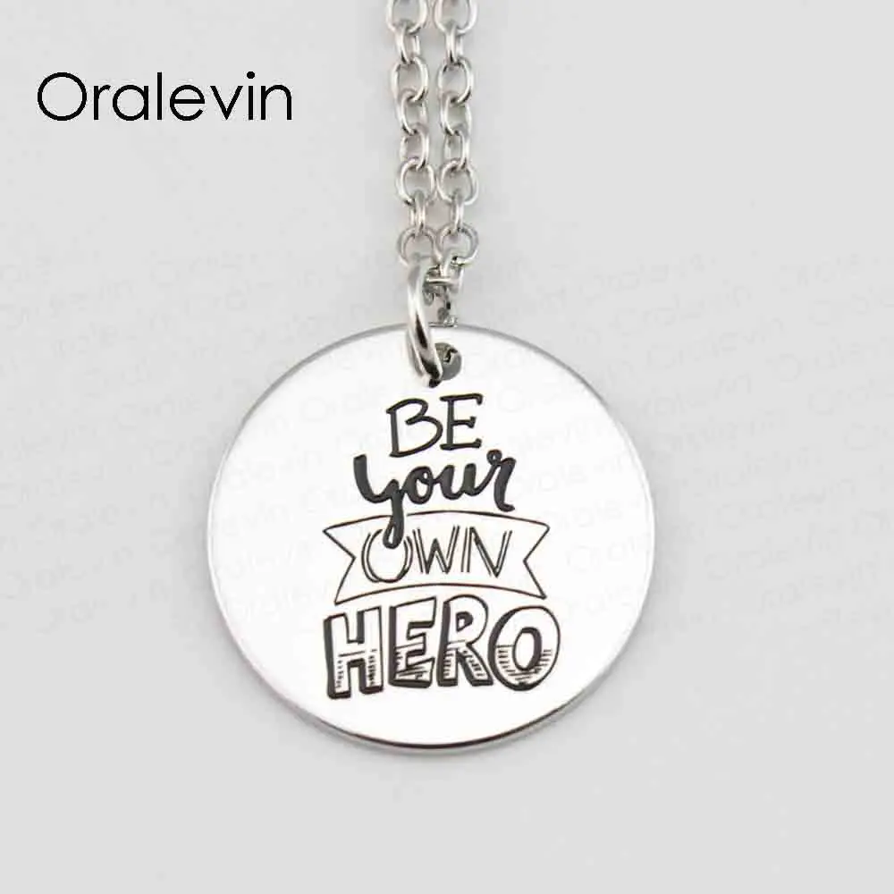 

BE YOUR OWN HERO Pendant Charms Necklace Gift Jewelry 10Pcs/Lot #LN494