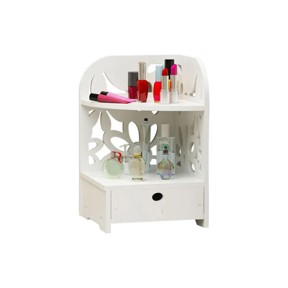 Three Styles Bathroom Storage Rack Bedroom Hollow Carving Design Dressing Table Shelf Desktop Corner Special Rack With Drawer