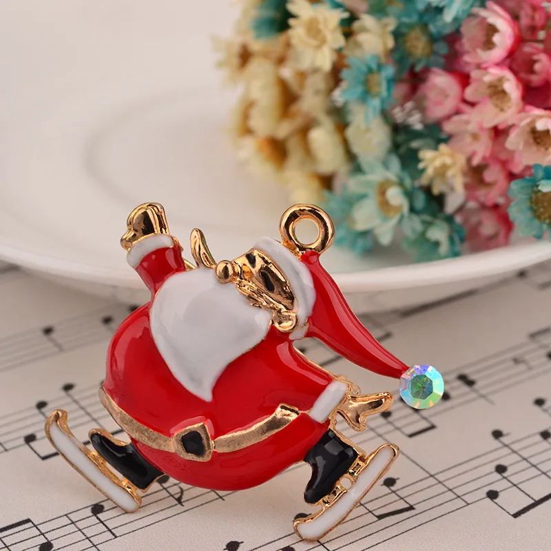 8Seasons New Christmas Santa Claus Tress Snoman Brooches For Women Girls Party Lapel Pin Coat/Dress Badge Fashion Jewelry 1PC | Украшения и