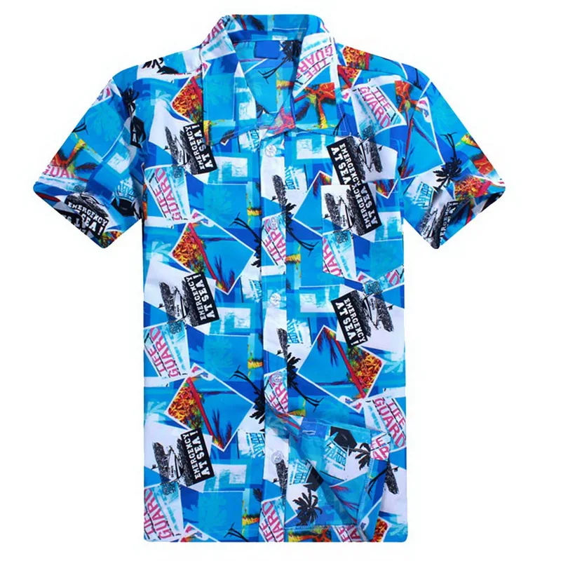Casual Yard Beach Men Short Sleeve Shirt 2020 New Summer Hawaiian Male Tops Masculina Printed Beachwear Shirts L-4XL | Мужская одежда