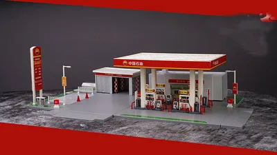 CHINA OIL 1/64 модель заправочной станции игрушка сцена набор Автомойка комната АЗС комплект DIY не-освещение версия - Цвет: CHINA OIL