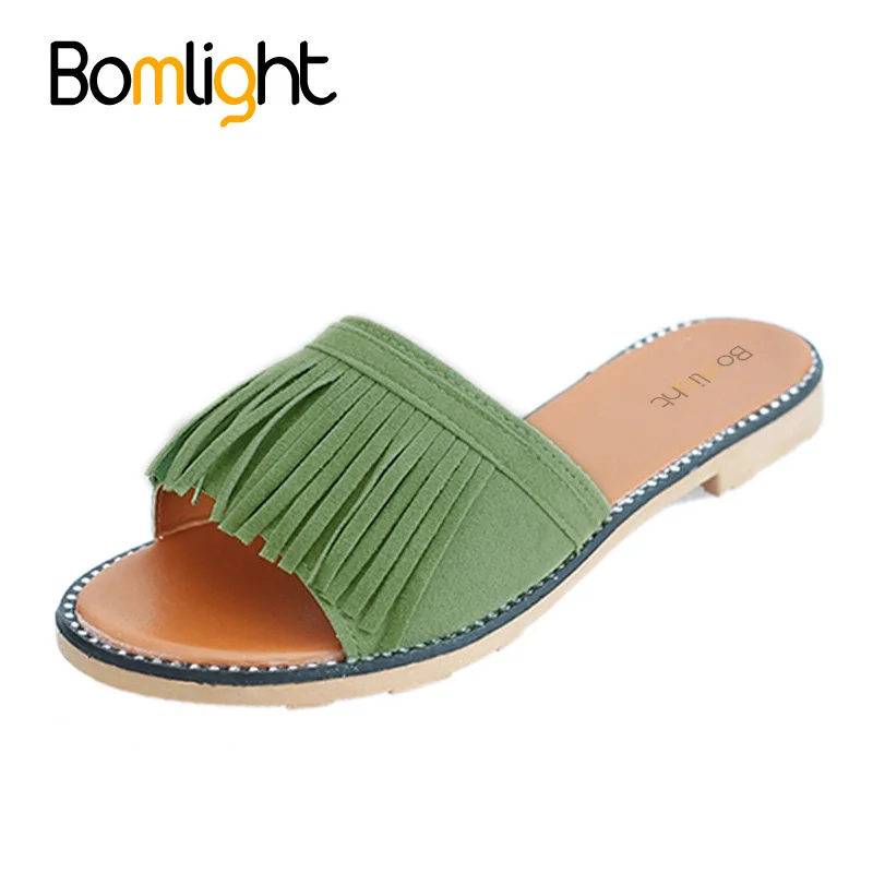 Bomlight/2018 женские шлепанцы Модные повседневные сандалии с бахромой обувь на