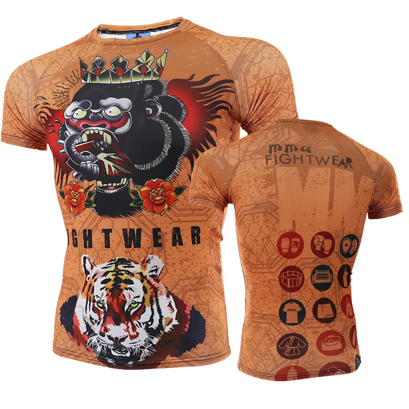 VSZAP колготки Конор пистолет печатных с коротким рукавом MMA Fight Sanda UFC Fighting Muay Thai фитнес-Футболка мужская быстросохнущая одежда