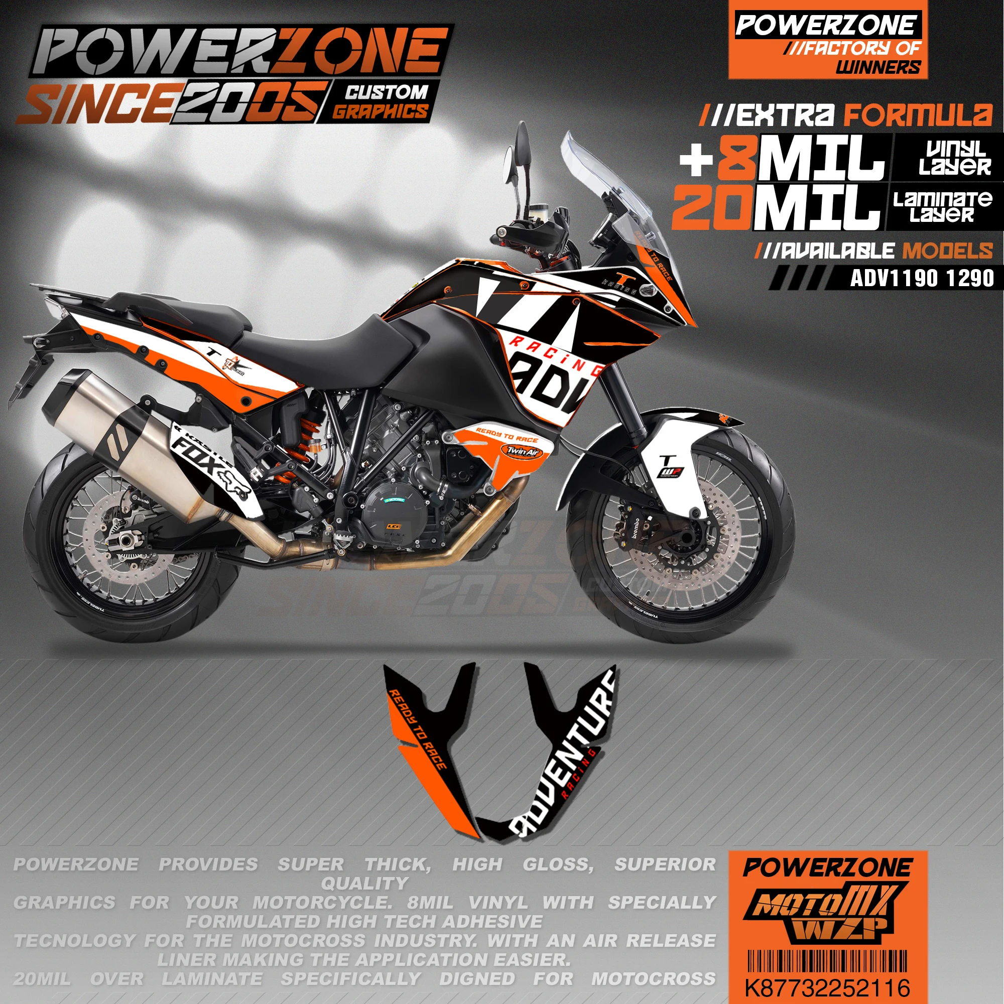 PowerZone Custom Team Graphics деколи для фона 3 м Набор наклеек KTM ADV 1050 1090 1190 1290 116|Наклейки и
