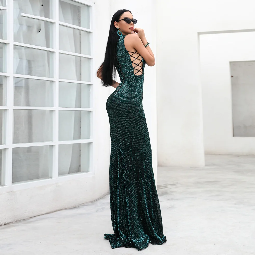 High Quality Sexy Dress Sleevele Turtleneck Elegant Celebrity Hollow Out Evening Party Bodycon Summer 2019 Wholesale | Женская одежда