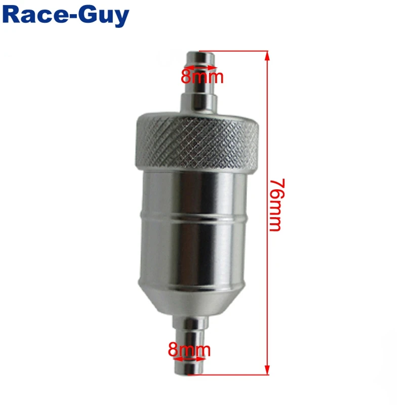 Серебристый алюминиевый топливный фильтр 1/4 дюйма для квадроцикла мотоциклиста