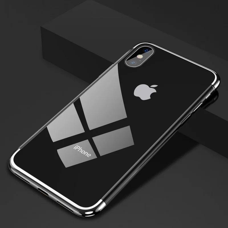 Чехол с гальваническим покрытием для iPhone 7 8 6 6s s Plus Роскошный прозрачный мягкий кремний чехол с покрытием для iPhone X XR XS Max Shell 11 Pro