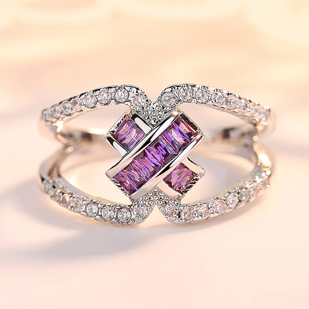 Hainon роскошные кольца с крестом для женщин фиолетовое кольцо из циркона обещают