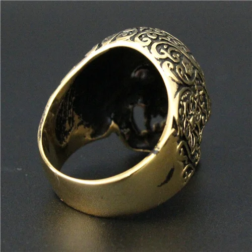 Индивидуальный дизайн Золотое черное кольцо с черепом из нержавеющей стали 316L