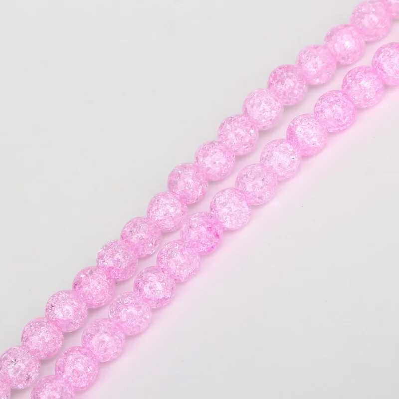 Высококачественные розовые хрустальные бусины AAA круглые с трещинами 6/8/10 мм для
