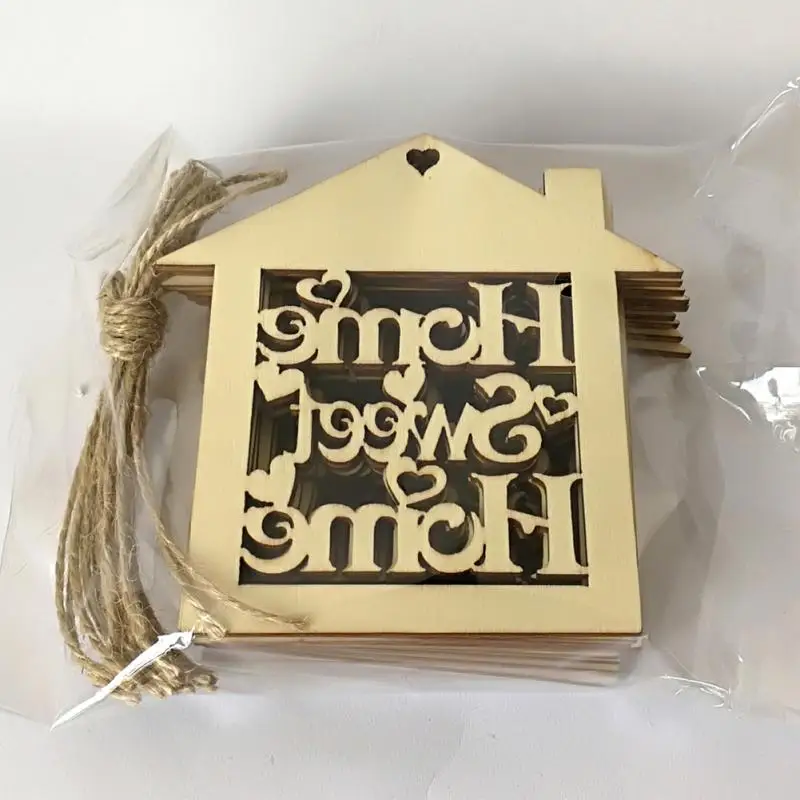 10 шт./лот DIY Деревянные Настенные дощечки для сладкого дома табличка для украшения двери в подарок на новоселье таблички в форме дома ремесло