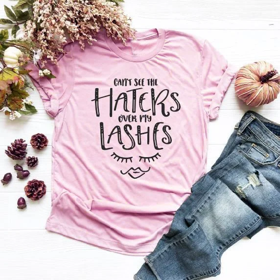 

Женская футболка для макияжа с рисунком «No See The HATERS OVER My LASHES»