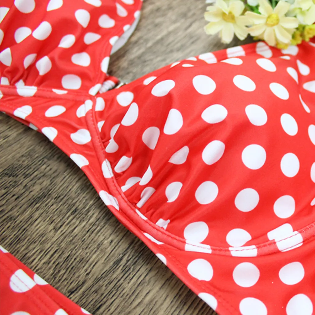 Large size Dot Print Bikini swimwear Women Halter Push Up set Swimsuit High waist Biquini Beach Wear Bathing Suit XXXL#25 |