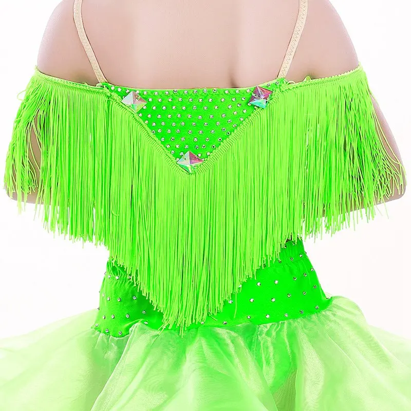 Discount Fringe Latin Dress Children Ballroom Dance Competition Dresses Sexy Cold Shoulder Girls Latino Wear | Тематическая одежда