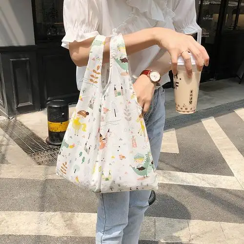 Новинки для женщин Удобный Складной многоразовая сумка для покупок Tote Сумка в стиле casual утилизация отходов Сумки домашнего хранения косметичка - Цвет: 6