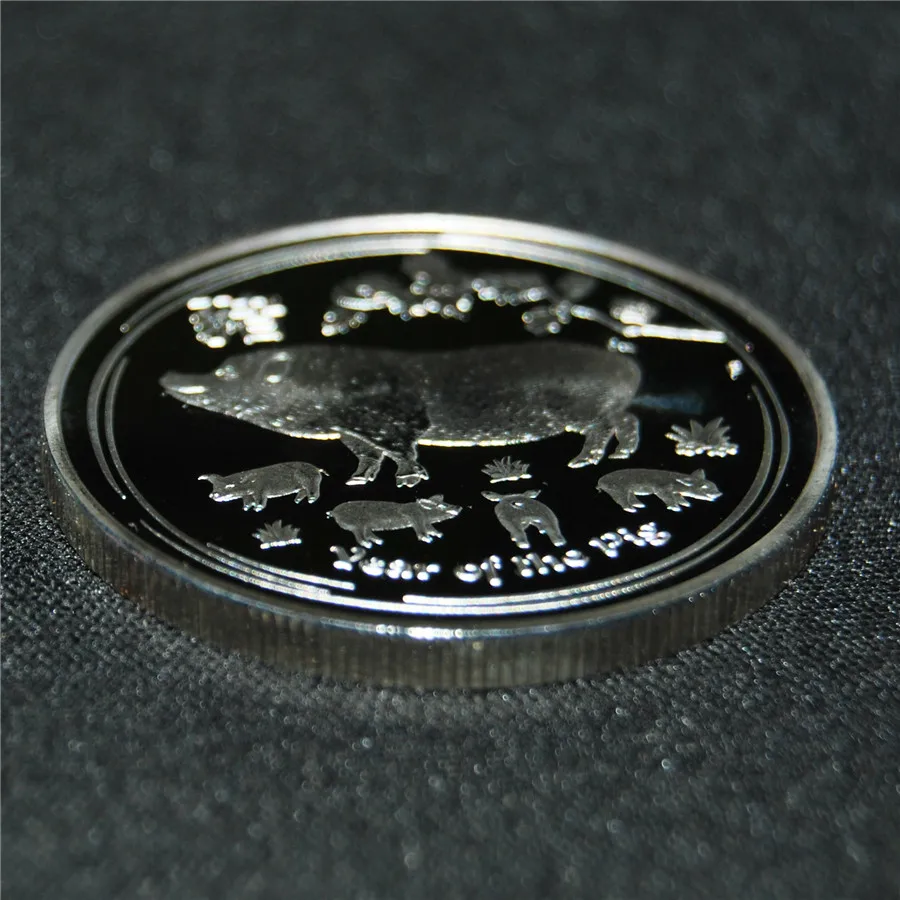 100 шт./лот DHL Бесплатная доставка 2019 год свиньи 1 унция Серебряная слитка монета |