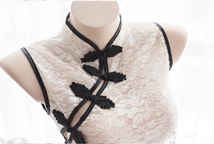 Японский стиль ультра-короткие белые Cheongsam нижнее белье кружева сексуальный бюстгальтер юбка трусики Cheongsam аниме комплект нижнего белья
