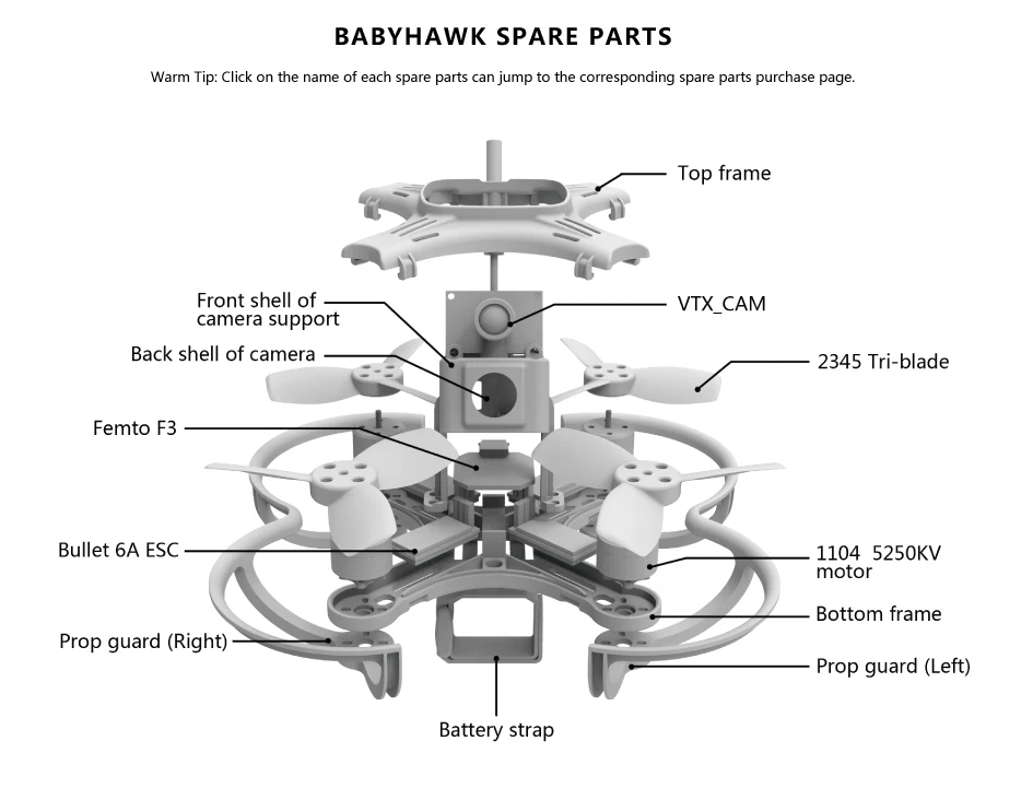 

Original EMAX Babyhawk 85mm Micro Brushless FPV Racing Drone - PNP VERSION WHITE