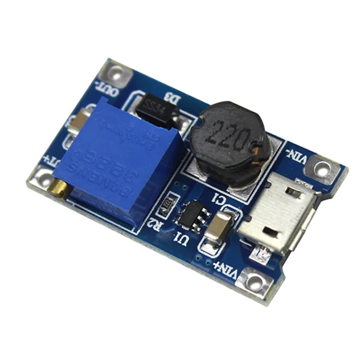 Регулируемый Повышающий Модуль 2А с MICRO USB 2в 24в до 5В 9В 12В 28В MT3608 LM2577|Детали и